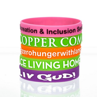 1/2" Rush Embossed Silicone Wristband with Imprint